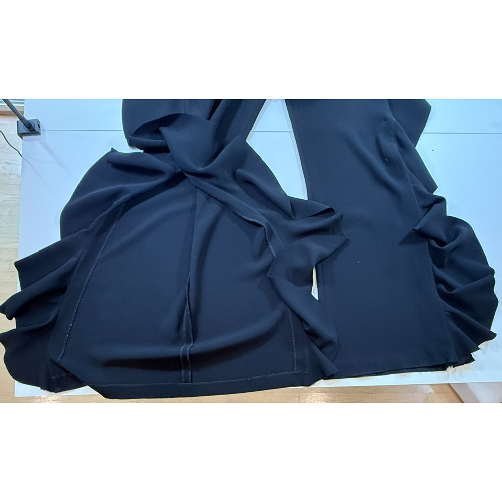 CINQ A SEPT 5a7 Ladies SIDE RUFFELED BLACK PANTS WITH BOTTOM SIDE SLIT sz10 - Picture 7 of 16